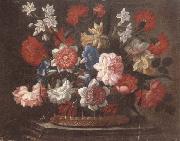 unknow artist Still life of various flowers in a wicker basket,upon a stone ledge Sweden oil painting artist